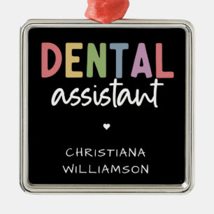 Adorno Metálico Dental Assistant de nombre personalizado