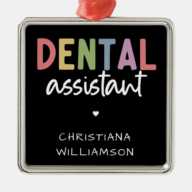 Adorno Metálico Dental Assistant de nombre personalizado (Frente)