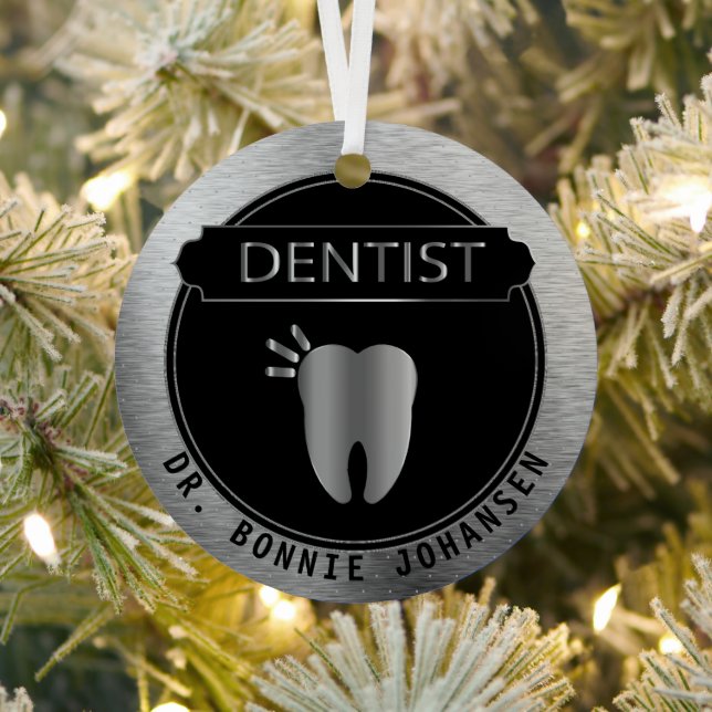 Adorno Metálico 🦷 dentista - Negro y Plata (in situ)