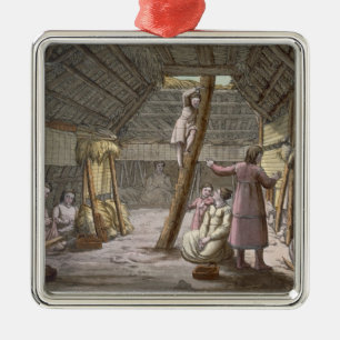 Adorno Metálico Dentro de una casa en Alaska (grabado de colores)