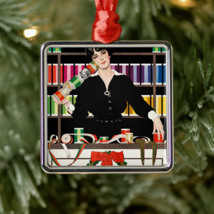 Adorno Metálico Departamento de Embalaje de Regalos Art Déco Vinta