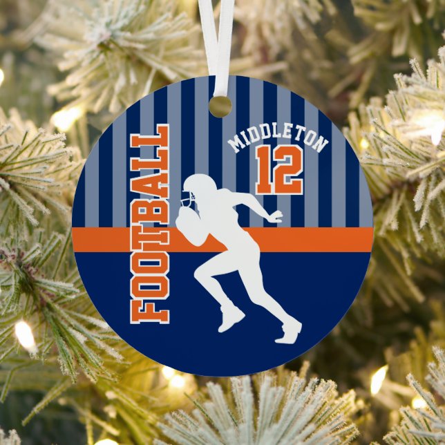 Adorno Metálico Deporte de fútbol en azul oscuro y Naranja (in situ)