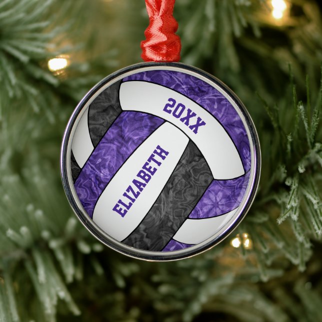 Adorno Metálico deportivo de voleibol blanco morado (Árbol)
