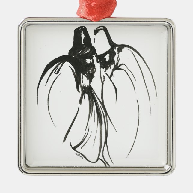 Adorno Metálico Dervish Mystical Brotherhood Line Dibujo en negro (Frente)