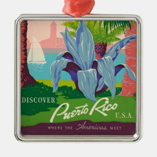 Adorno Metálico Descubra el arte de viaje vintage de Puerto Rico
