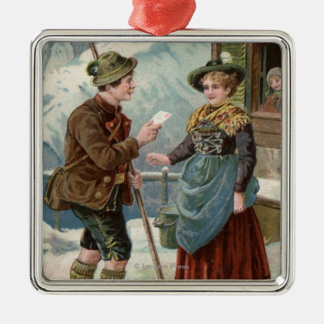 Adorno Metálico Deseándole una nueva escena feliz de YearMountain (Frente)