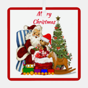 Adorno Metálico Deseo de Navidad Vintage Retro Santa Claus