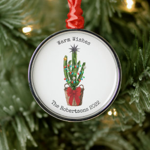 Adorno Metálico Deseos cálidos Navidades Año Cactus