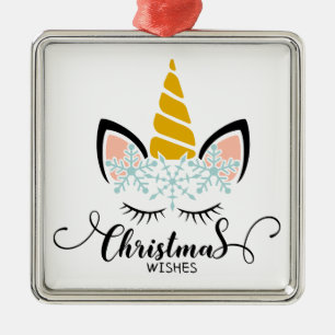 Adorno Metálico Deseos de Navidades de Unicornio