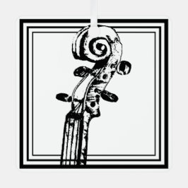 Adorno Metálico Desplazamiento de violín blanco y negro con líneas