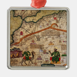 Adorno Metálico Detalle de la copia de un mapa catalán de Europa