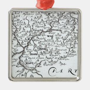 Adorno Metálico Detalle de un mapa del condado de