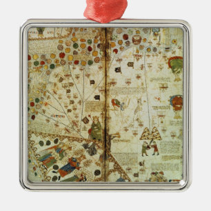 Adorno Metálico Detalle de un mapa del mundo catalán