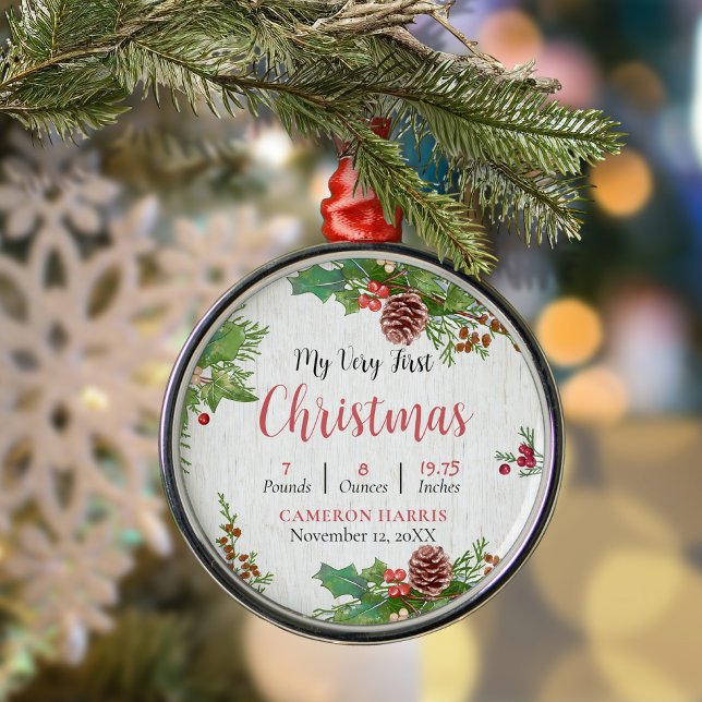 Adorno Metálico Detalles de nacimiento de primer Navidad de bebé r (Subido por el creador)