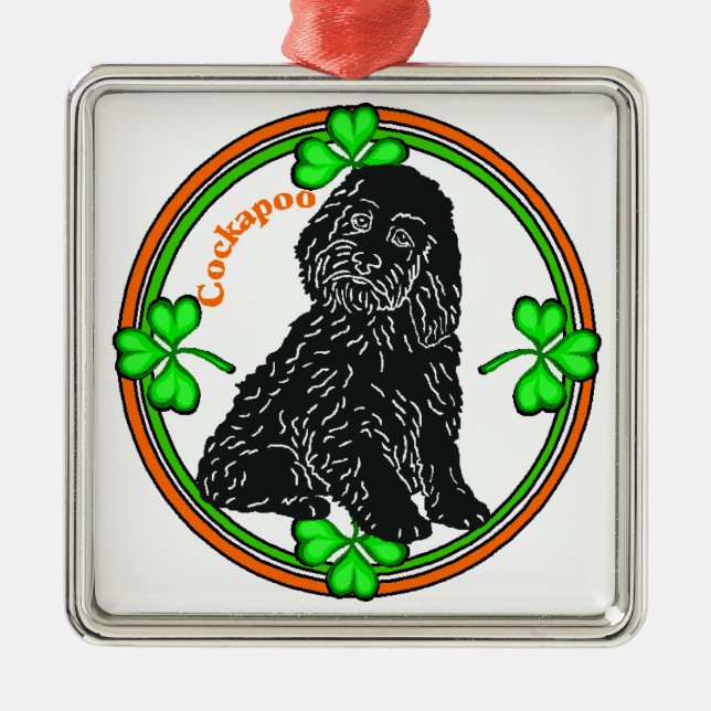 Adorno Metálico Día de Cockapoo St Patrick (Frente)