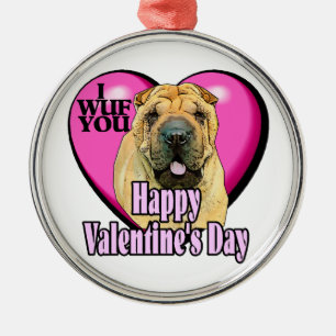 Adorno Metálico Día de San Valentín del Shar-Pei Chino