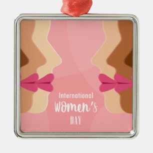 Adorno Metálico Día internacional de la mujer rosa