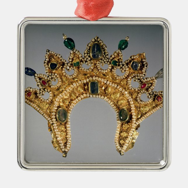 Adorno Metálico Diadema rusa, oro fijado con las perlas (Frente)