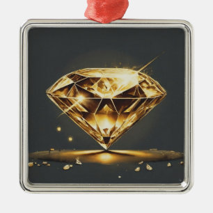 Adorno Metálico Diamante amarillo y negro