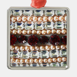 Adorno Metálico Diamantes de imitación y perlas - joyas antiguas