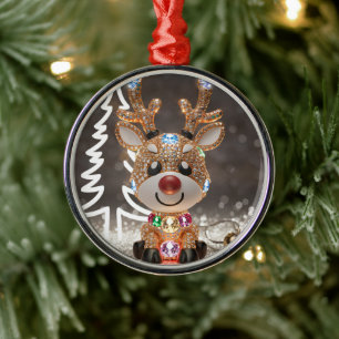Adorno Metálico Diamond Dazzling Rudolf: Una joya de Navidades 3D