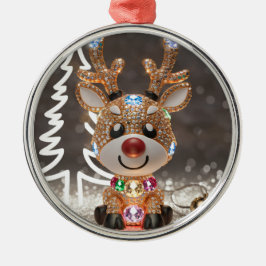 Adorno Metálico Diamond Dazzling Rudolf: Una joya de Navidades 3D