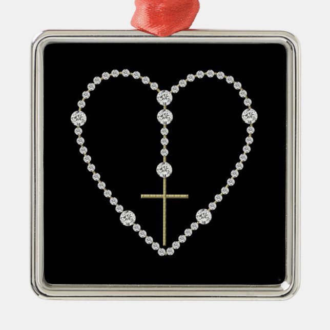 Adorno Metálico Diamond Rosary - Hail Mary Full of Grace (Frente)