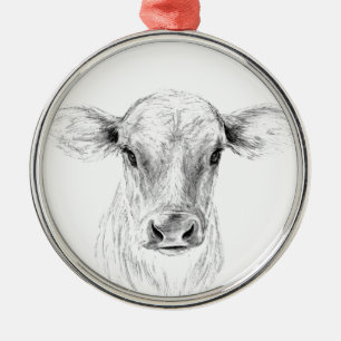 Adorno Metálico Dibujo a lápiz de vaca Jersey