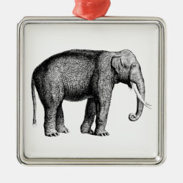 Adorno Metálico Dibujo Antiguo de Elefante