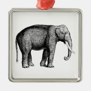 Adorno Metálico Dibujo Antiguo de Elefante