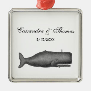 Adorno Metálico Dibujo de ballenas del siglo XIX N