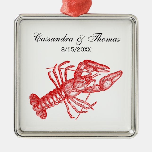 Adorno Metálico Dibujo de la langosta roja n° 1 (Frente)