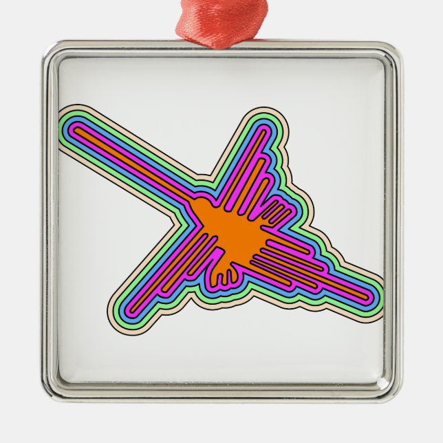 Adorno Metálico Dibujo de Nazca Hummingbird Perú (Frente)