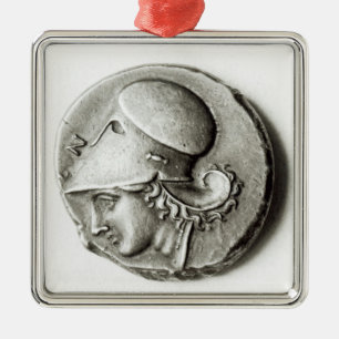 Adorno Metálico Didrachma de Heracles: Athena de representación