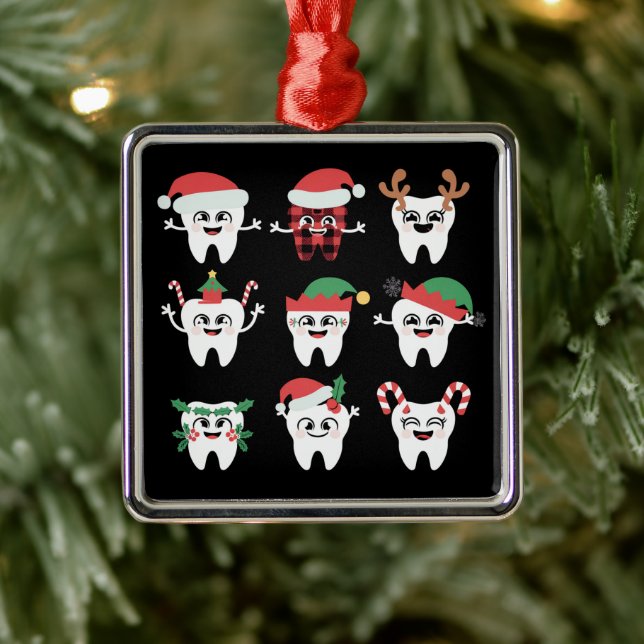 Adorno Metálico Dientes Navidades dentales divertidos dientes cute (Árbol)