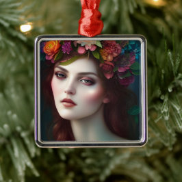 Adorno Metálico Diosa de amor asombroso retrato de flores