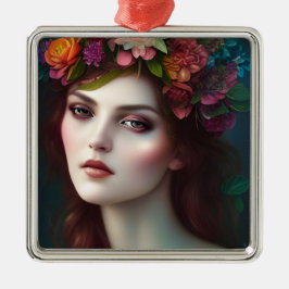 Adorno Metálico Diosa de amor asombroso retrato de flores