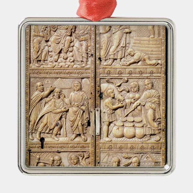 Adorno Metálico Díptica que muestra los milagros de Cristo (Frente)