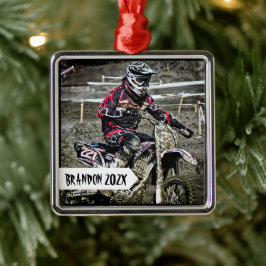 Adorno Metálico Dirt Bike Racer Personalized Name Photo