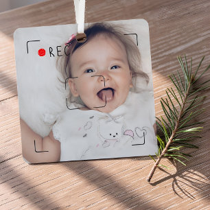 Adorno Metálico Disco Rojo Divertido Foto Personalizada
