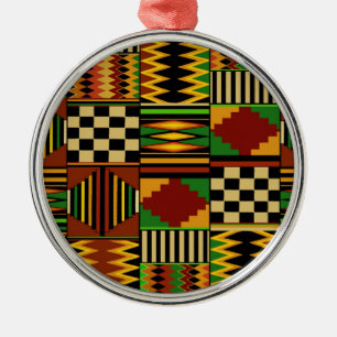 Adorno Metálico Diseño africano de tela Kente real