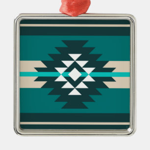 Adorno Metálico Diseño azteca de color turquesa