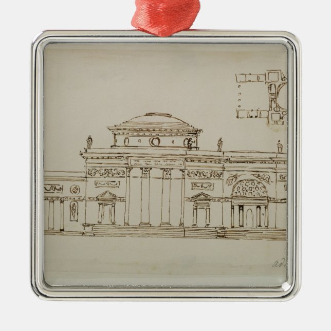 Adorno Metálico Diseño bosquejado para un edificio abovedado (Frente)