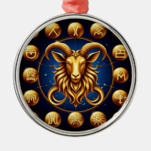 Adorno Metálico Diseño Capricornio Zodiaco Dorado