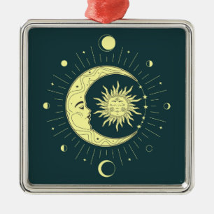 Adorno Metálico Diseño celeste solar y lunar con fases lunares