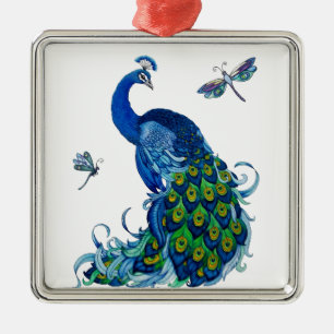 Adorno Metálico Diseño clásico de pavo real y libélula