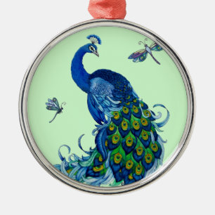 Adorno Metálico Diseño clásico de pavo real y libélula