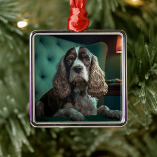 Adorno Metálico Diseño Clásico de Retrato de Cocker Spaniel Elegan