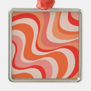 Adorno Metálico Diseño colorido y moderno de las olas retro