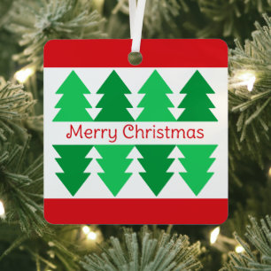 Adorno Metálico Diseño de árbol verde de Navidad Simple Red
